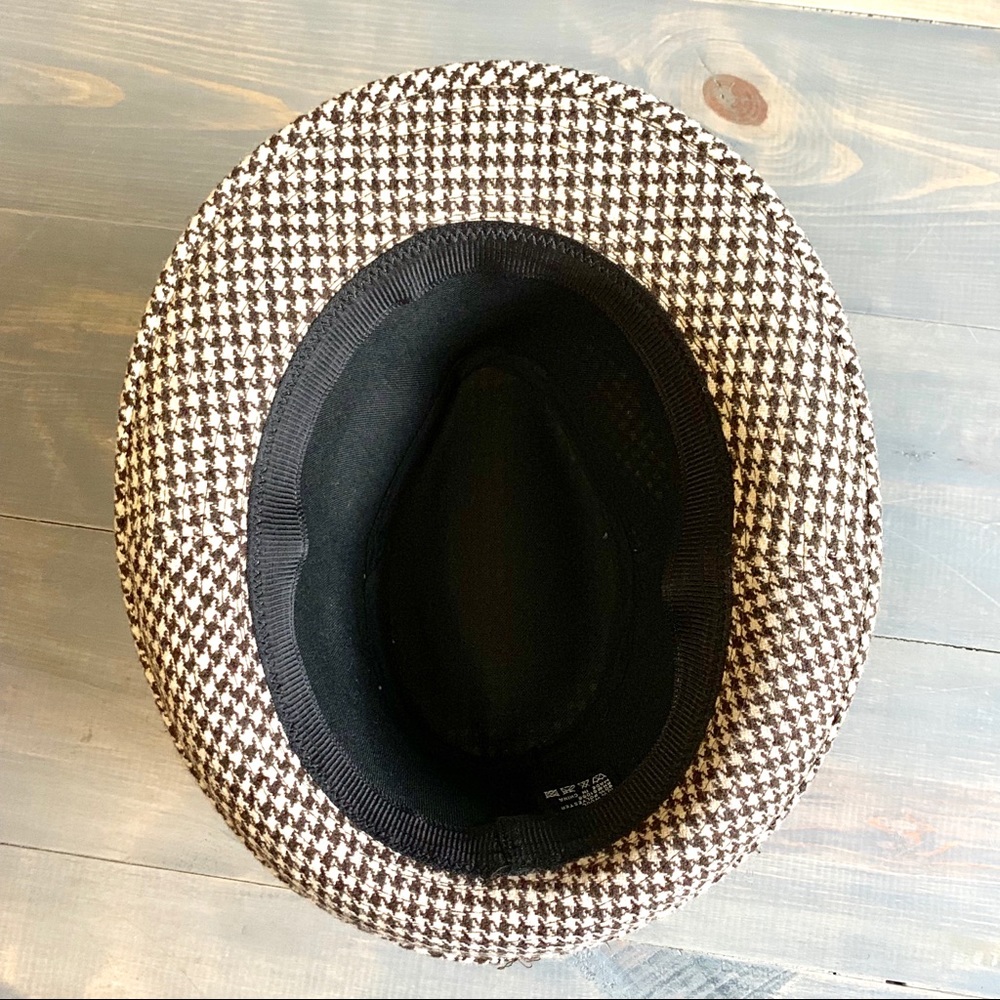 Houndstooth Wool Fedora Hat Brown & Cream - Picture 8 of 8